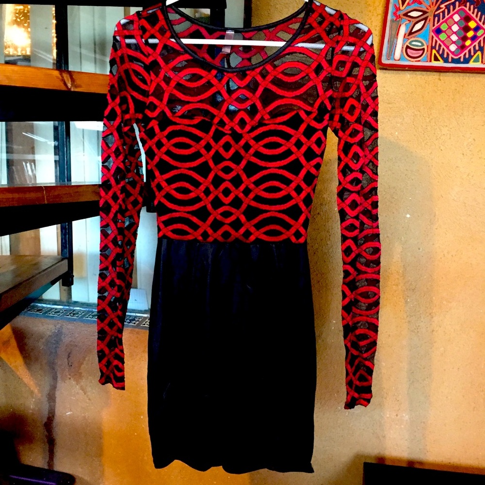 Wish mesh / lace and pleather mini dress